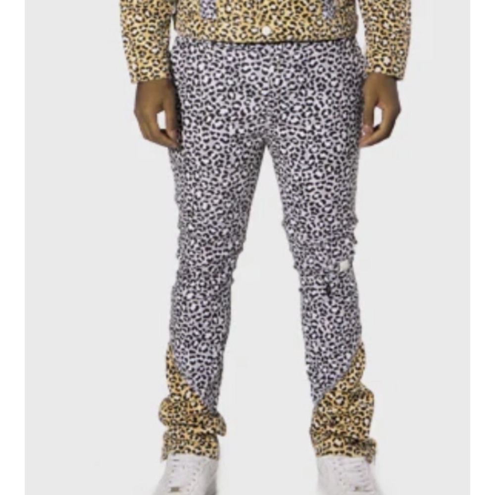The Hideout Clothing Frosty Tropics Leopard Denim Jeans Small 30 New with Tags